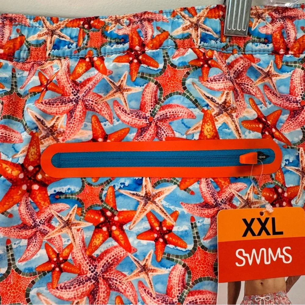 NWT Men's Swims Tropea Starfish Swim Shorts XXL Elastic Drawstring Waist